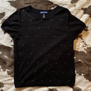 evan picone black short sleeve with pearls